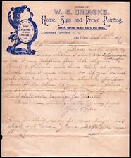 1897 New Orleans - W E Uniacke - House Sigh & Fresco Painting - Letter Head Bill picture