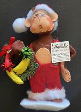 Annalee 2009 Christmas Monkey w/ Santa Hat and Banana Wreath NWT Mint picture