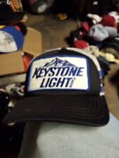 Vintage Coors Keystone Light Beer 3 Stripes Black Blue Snap Back Cap Collectible picture