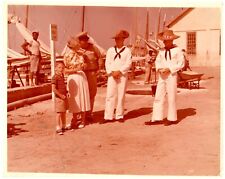 US Navy Military Sailors in Cowboy Hats Original 8x10 Photo c 1960's *Discolored picture