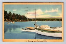 Newago MI-Michigan, General Greetings, Scenic Harbor View Vintage c1945 Postcard picture