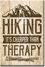 HIKING IT'S CHEAPER THAN THERAPY Retro Vintage Tin Sign Magnet Made USA picture