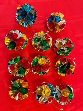 Lot of 11 Vintage Christmas Multicolor Mylar Foil Pom Pom Atomic MCM Ornaments picture