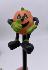 Vintage 1990 Halloween Jumpin Jack O Lantern Pumpkin Pencil With Topper Orange picture