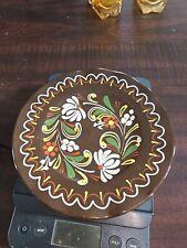 Vintage Hungarian Wall Hanging Plate Brown Floral picture