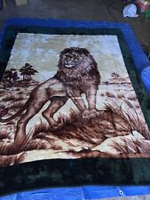 Vintage San Marcos Blanket Majestic Lion Brown  92”x73” picture