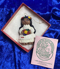 vtg Poi People Hawaiian Christmas Ornament w box Joseph K Co Bride girl 1986 picture