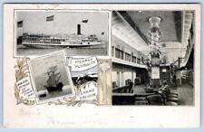 Pre-1907 STEAMER PLYMOUTH STEAMSHIP GRAND SALOON 3 VIEWS UNUSED ANTIQUE POSTCARD picture