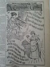 1891 Ivory soap a capable girl playing piano wash tub apron vintage original ad picture