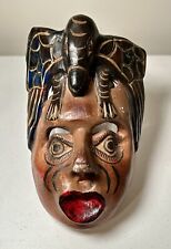 Vintage Guererro Mexican Folk Art Mask — Winged Creature Face picture