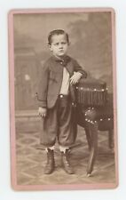 Antique CDV Circa 1870s Handsome Young Boy in Suit Posing by Chair C.D. Wilson picture