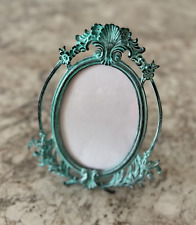 Vintage  Cast Metal  French Country Antique Style  Turquoise Picture Frame picture