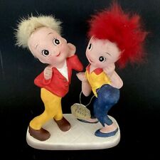 INARCO VINTAGE 1960’S LET'S TWIST FIGURINES DANCING COUPLE FUR HAIR TAG STICKER picture