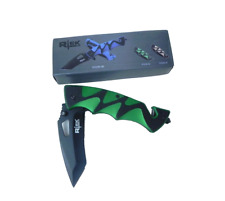 Rtek Open Rescue Knife Cutter Folding Black Green  RT0299-BG picture