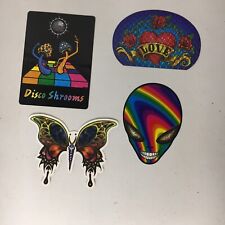 Lof of Vintage late 90s Stickers Alien Mushrooms Butterfly Metallic NEW picture
