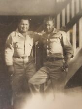 Vintage WWII Military Photo GI's with Stripes posing somewhere in Australia B&W picture