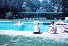 1971 Women Sitting Poolside Woman Floating Pool 70s 35mm Kodachrome Slide picture
