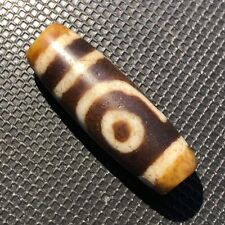 Magical Tibetan Old Agate Ivory Color 2Eye Totem dZi Bead 11*34mmC2017 picture