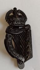 London Irish Regiment Cap Badge King Crown Blackened Brass 48mm VINTAGE Org picture