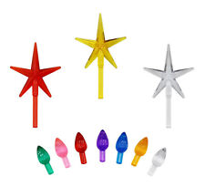 Medium Multicolor Ceramic Christmas Tree Replacements and 3 Star Toppers picture