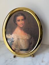 Vintage Solid Brass Oval Picture Frame Footed Hand Polished Lacquer Coated picture