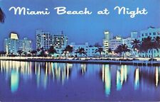 Panoramic View of Miami Beach at Night - Florida FL - Postcard picture