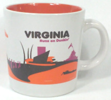 Dunkin Donuts Coffee Mug Virginia Runs On Dunkin Ceramic White And Orange picture