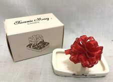 Vintage Fannie May Candies Small Ceramic Basket Dish with Bow Original Box picture
