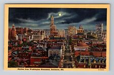 Baltimore MD-Maryland, Skyline from Washington Monument, Vintage Postcard picture