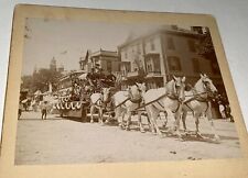 Rare Antique Patriotic American Parade Float & Horses City Street Cabinet Photo picture