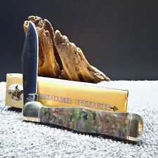 LARGE Rough Rider faux abalone Slimline single blade trapper Knife  rr354 picture
