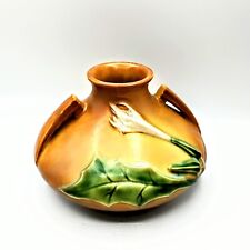 Roseville Thornapple Pottery Brown Squat 1937 808-4 Vase. 6 1/2