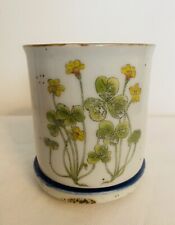Vintage Speckled Floral Stoneware Mini Flower Pot Planter Saucer Takahashi Japan picture