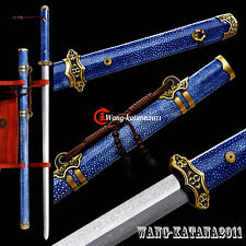 40''Tang Dynasty Chinese Jian Damuscus Folded Steel Staight Double Edge Sword唐剑 picture