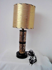 Vtg MCM  Metal Lattice Bedside (1) Lamp w/ Barrel Foil Shade picture