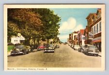 Gananoque Canada, Main Street, Drugs, Café, Shops, 1940's Cars, Vintage Postcard picture