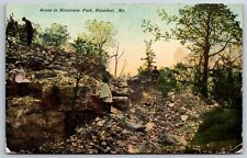 Hannibal Missouri~Cliff Scene In Riverview Park~Postmarked~Vintage Postcard picture