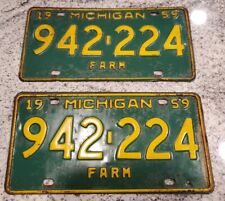 Antique 1959 Michigan Farm license plate Set picture