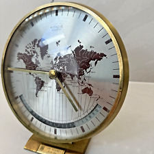 Large Midcentury Kienzle GMT World Time Zone Brass Table Clock, Germany, Tested picture