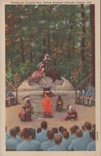 Culver, IN: Woodcraft Council Fire, Summer Schools - Vtg Indiana Linen Postcard picture