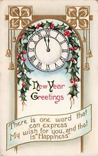 New Years Wishes Resolution Happiness Word Intent Vision Board Vtg Postcard A52 picture