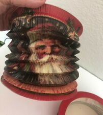 Vtg PAPER Santa HANGING Accordion LANTERN Victorian XMAS Add Bulb on Cord OLD a picture