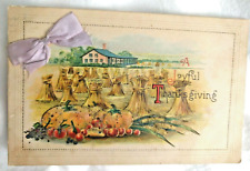 1916 Thanksgiving Postcard: Field of Hay Shocks and Fruitful Bounty: A Joyful Th picture