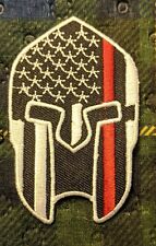 Spartan Helmet Patch Red Stripe Embroidered Biker Patch picture