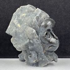 335g Natural crystal mineral specimen, sphalerite, hand-carved the monkey, gift picture