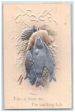 c1910's Catches Fishes Shells Airbrushed Embossed Unposted Antique Postcard picture
