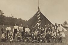 RPPC Pennsylvania Camp Men Reunion or Retreat US Flag Tents Postcard E15 picture