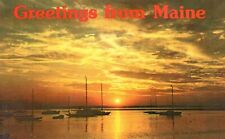 Postcard Greetings From Maine ME Beautiful Sunset Eastern Illustrating Pub. picture