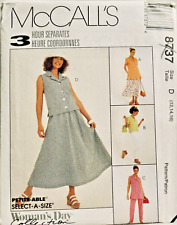 MCCALL'S PATTERN 8737 DESIGNER 3 HOUR TOP PANTS SKIRT PETITE SIZE 12-16  1990'S picture