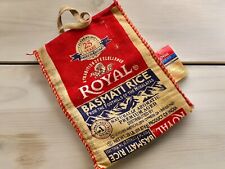 Empty Royal Basmati Rice Bag 20 lb Burlap Tote w Handles Zipper 25th Anniversary picture